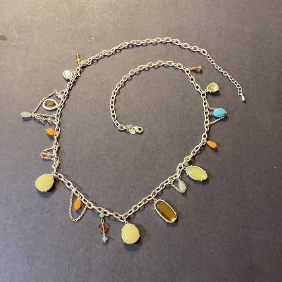 Lia Sophia Multicolored Chain Style Necklace w Beads Silver Tone Charms Vintage - Picture 2 of 7